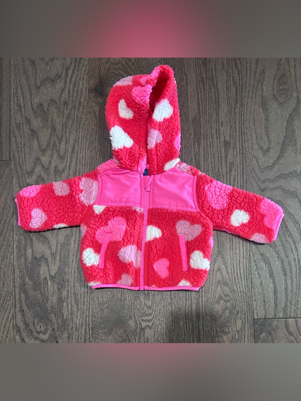 Old Navy Size 0-3 month Baby Girl's Heart Sherpa Fleece Jacket